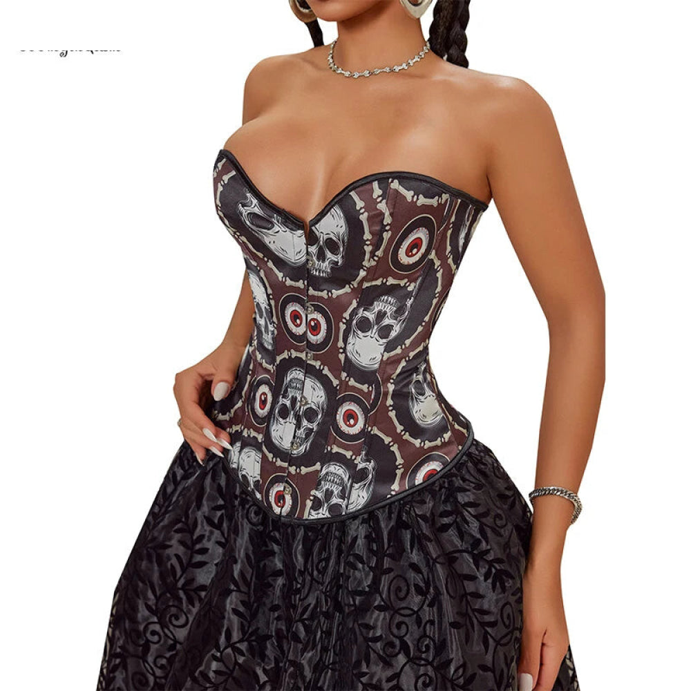 Skull Print Gothic Corset
