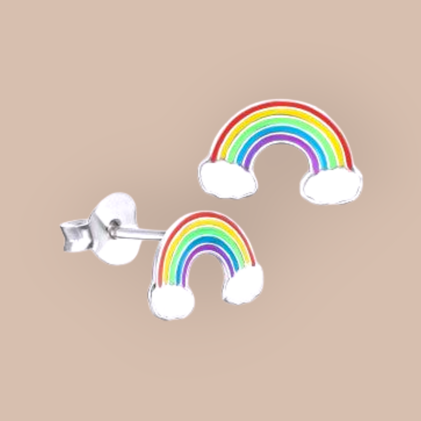 Enamel Sterling Silver Rainbow Studs