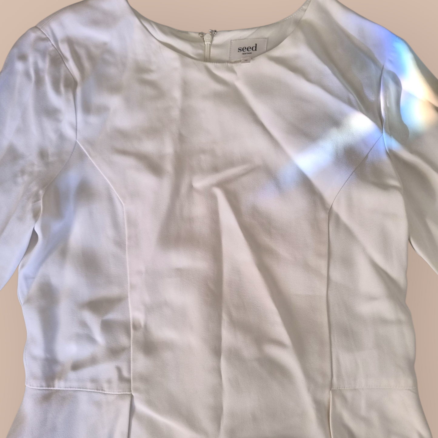Seed Heritage White Zip Back Blouse sz 10