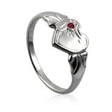 Single Heart Signet Ring with Cubic Zirconia - Sheer Envy