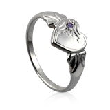 Single Heart Signet Ring with Cubic Zirconia - Sheer Envy