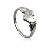 Single Heart Signet Ring with Cubic Zirconia - Sheer Envy