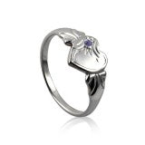 Single Heart Signet Ring with Cubic Zirconia - Sheer Envy