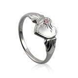 Single Heart Signet Ring with Cubic Zirconia - Sheer Envy