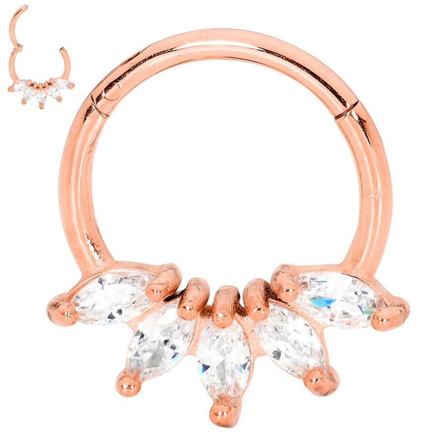 SINGLE 4 GEM TITANIUM SEGMENT CLICKER RING
SUITABLE FOR NOSE & DAITH PIERCING