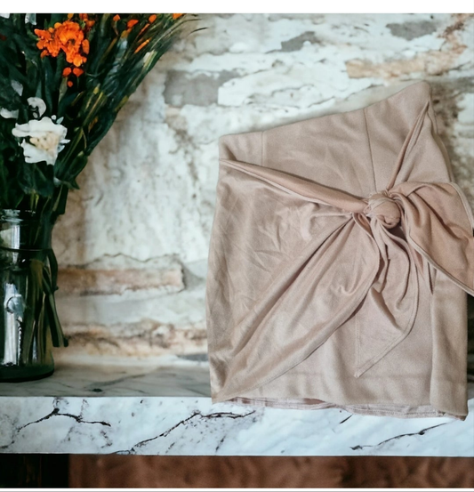 Sheike Tie Front Faux Suede Skirt