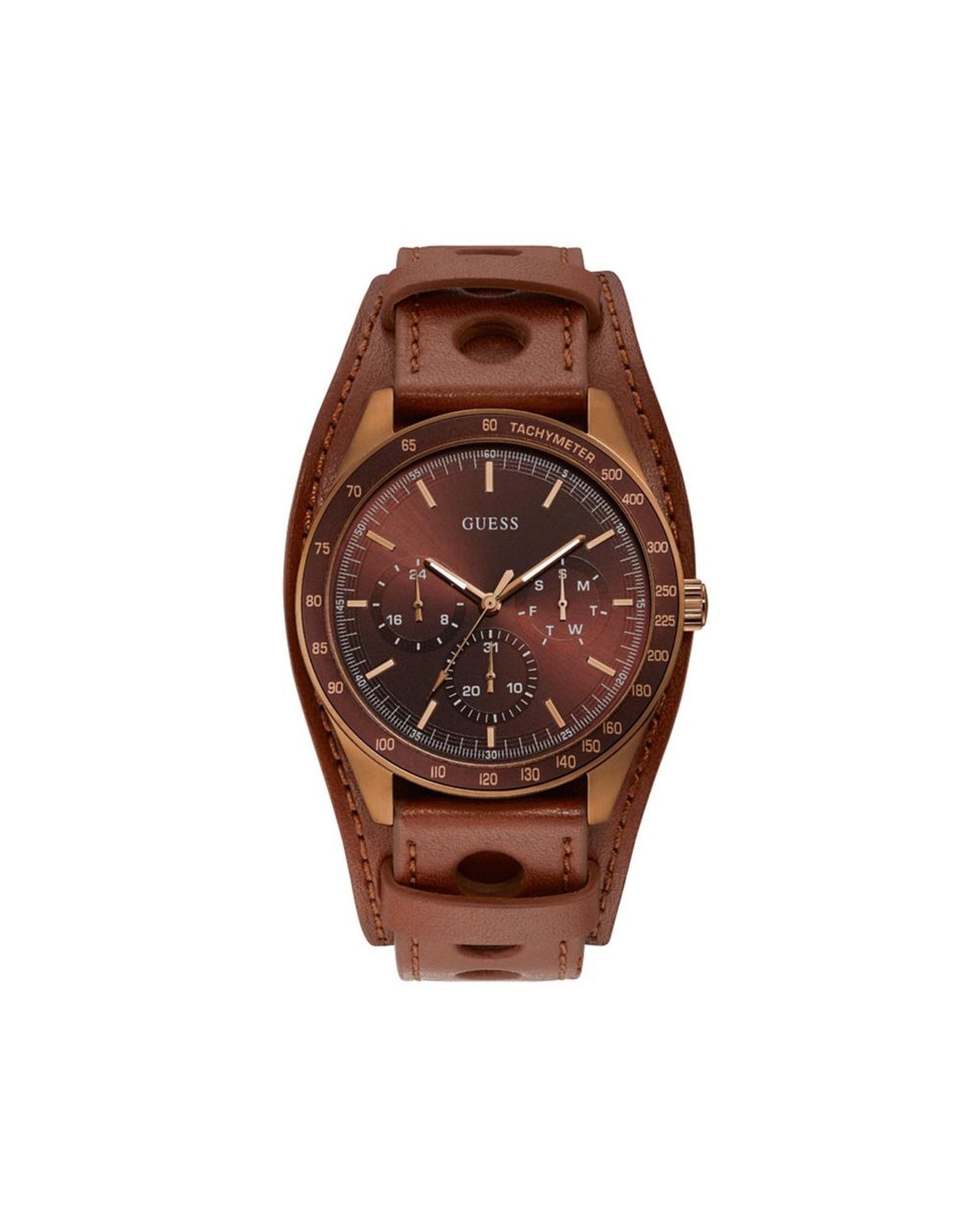 Guess Men's Brown Leather Watch - One Size
