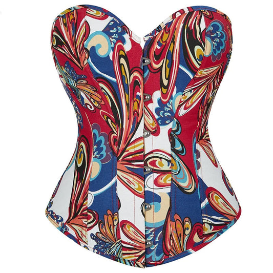 Vintage Lace-Up Denim Corset With Thong Multiple Colours