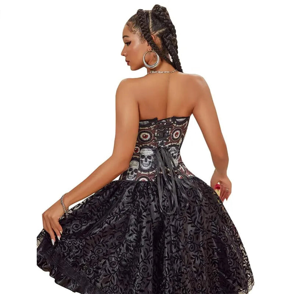 Skull Print Gothic Corset