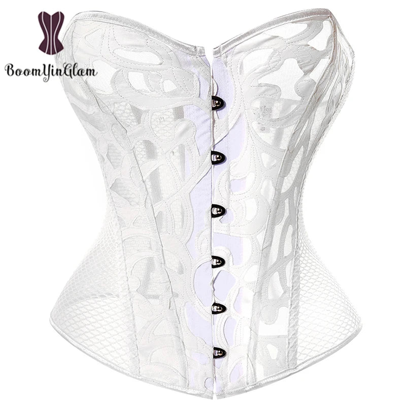 Mesh Net Corset See Through Bustier White