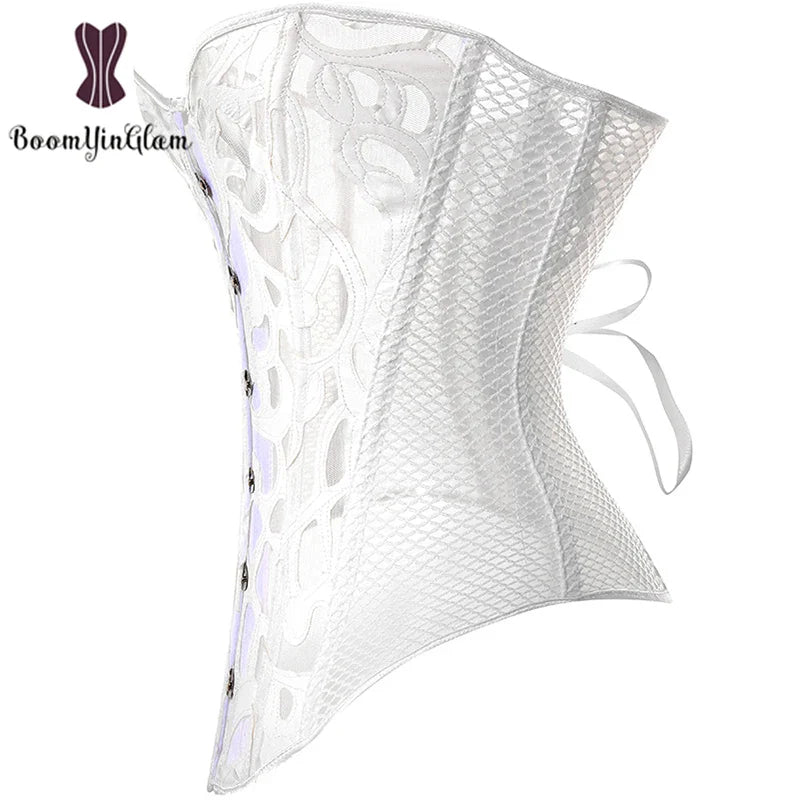 Mesh Net Corset See Through Bustier White