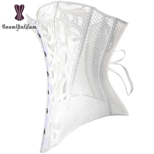 Mesh Net Corset See Through Bustier White