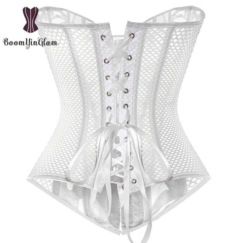 Mesh Net Corset See Through Bustier White