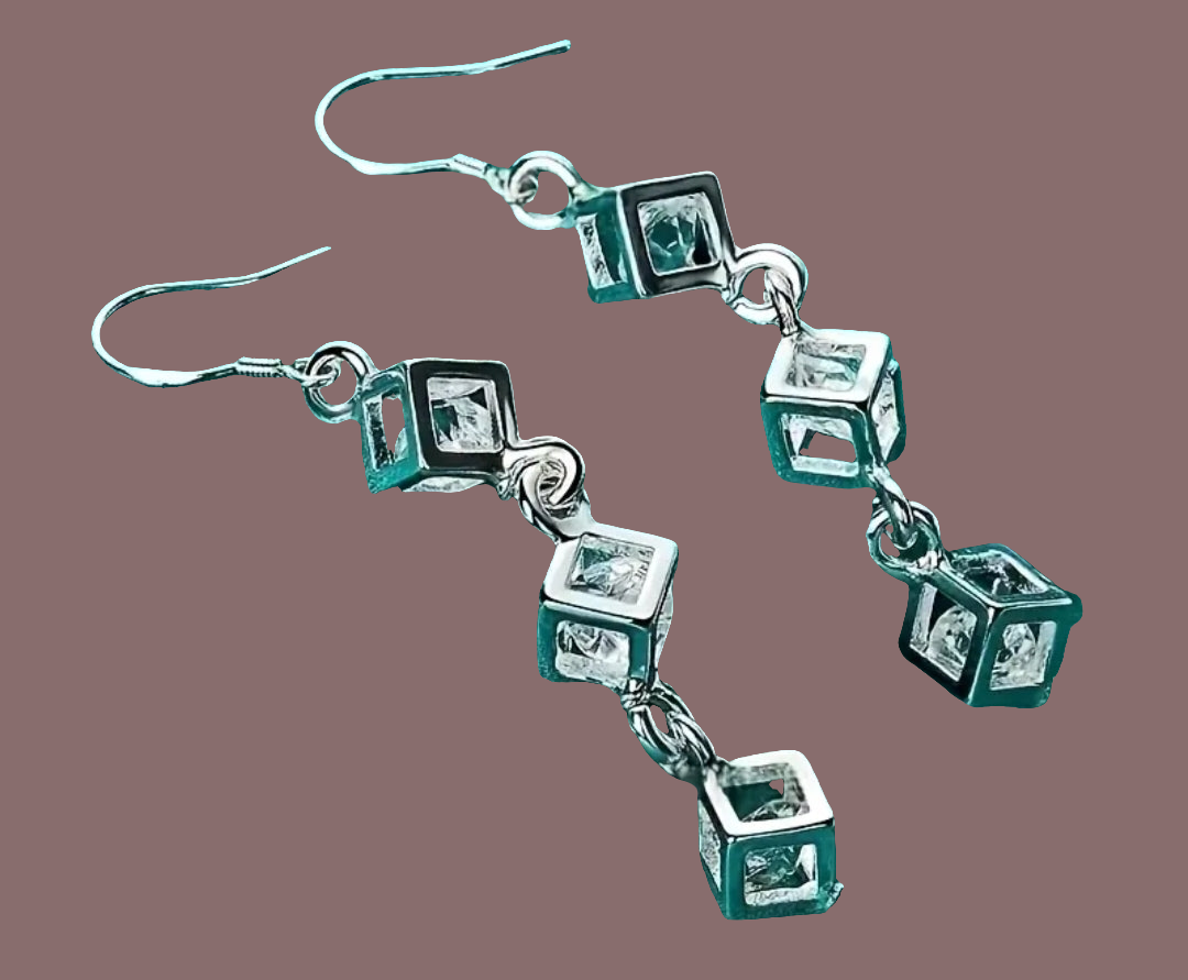 Geo Glow Sterling Silver Drop Earrings