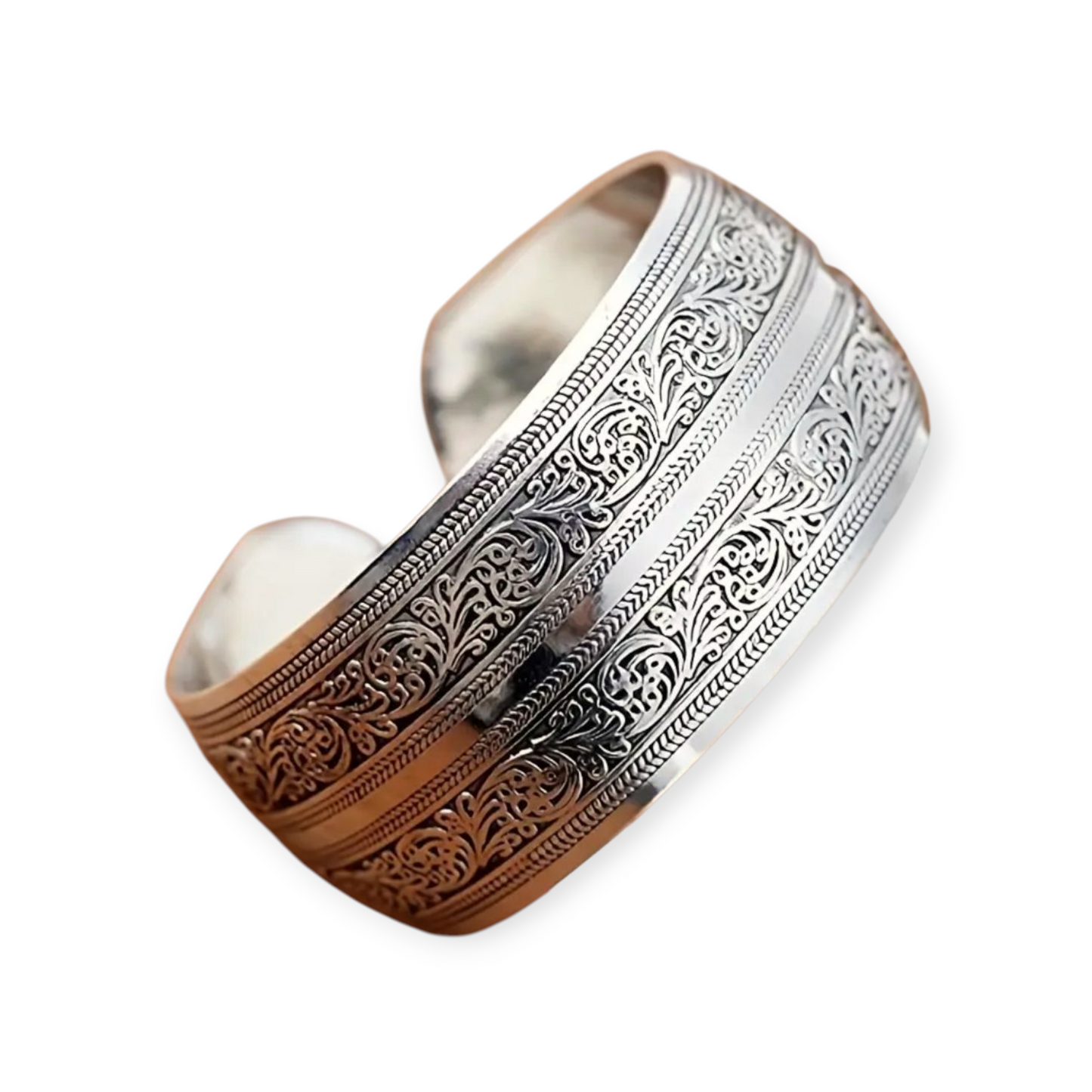 Stainless Steel Boho Wide Cuff Bangle