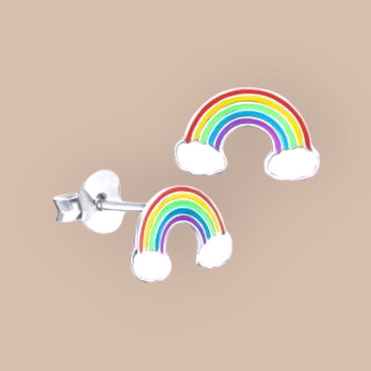 Enamel Sterling Silver Rainbow Studs