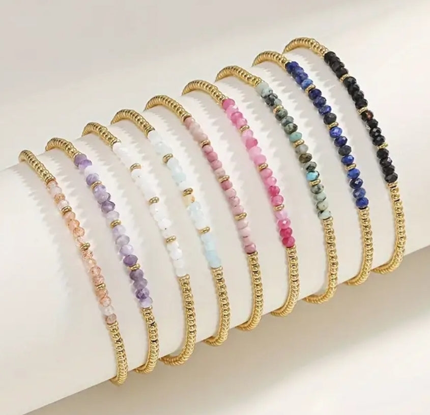 Stainless Steel Gemstone Bracelet Adjustable