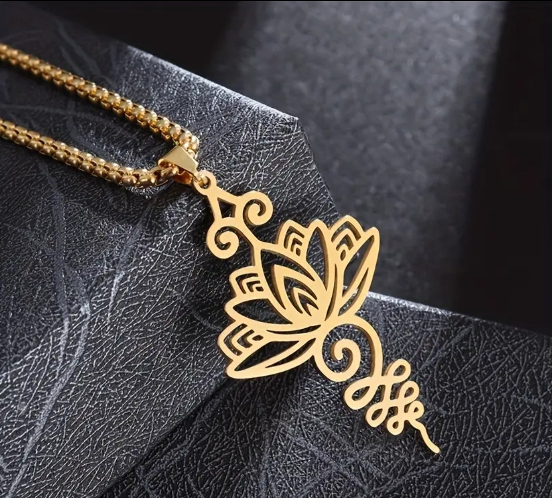 Lotus Pendant and Chain Stainless Steel