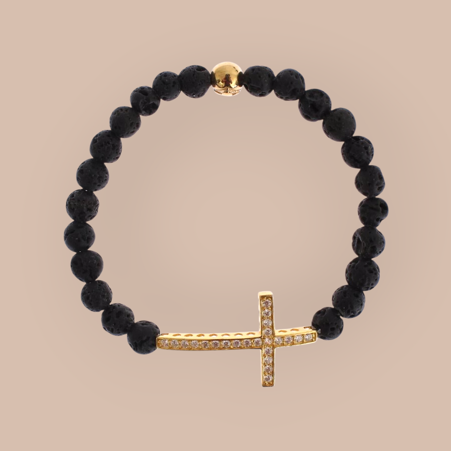 NIALAYA Gold Plated Sterling Silver Bracelet with CZ Diamond Cross XS Women