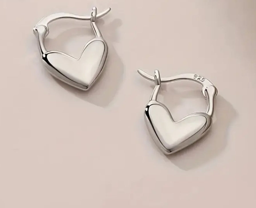 Sterling Silver Fancy Heart Earrings