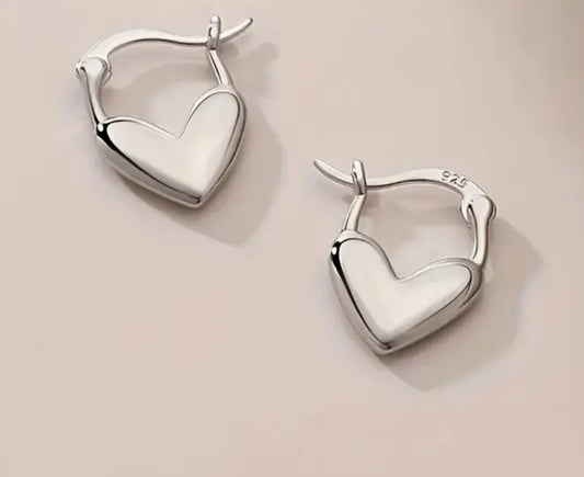 Sterling Silver Fancy Heart Earrings