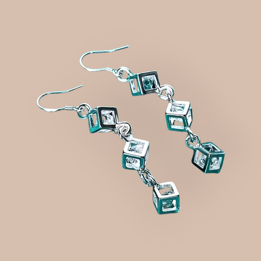 Geo Glow Sterling Silver Drop Earrings