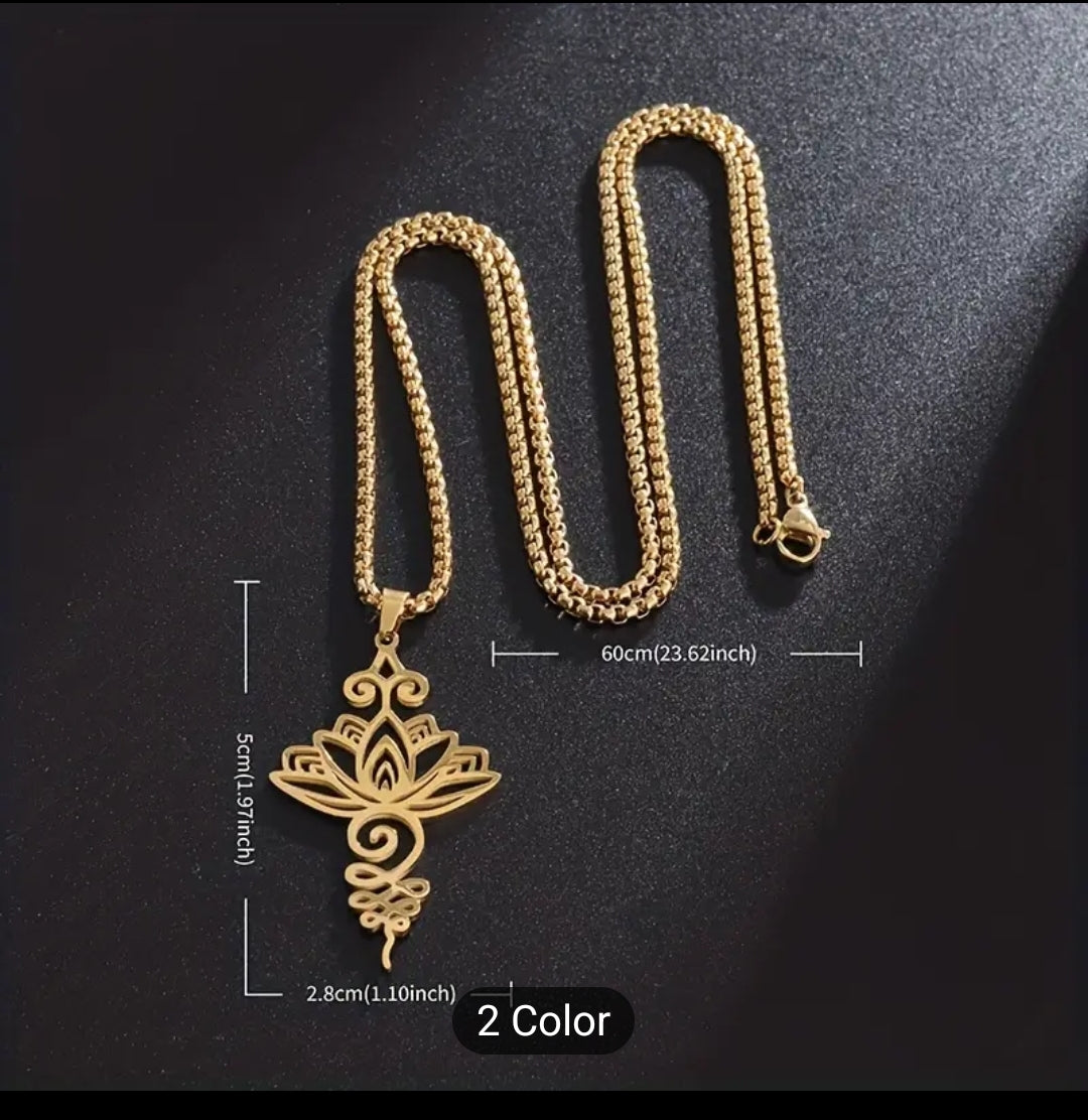 Lotus Pendant and Chain Stainless Steel