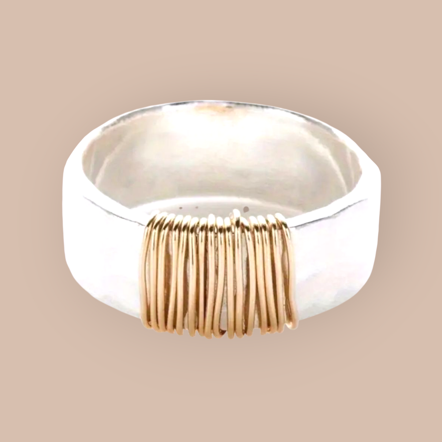 Wire Wrapped Hammered Sterling Silver Ring