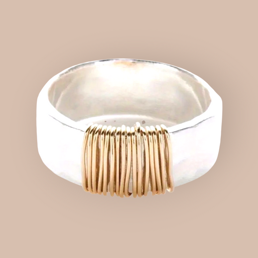Wire Wrapped Hammered Sterling Silver Ring