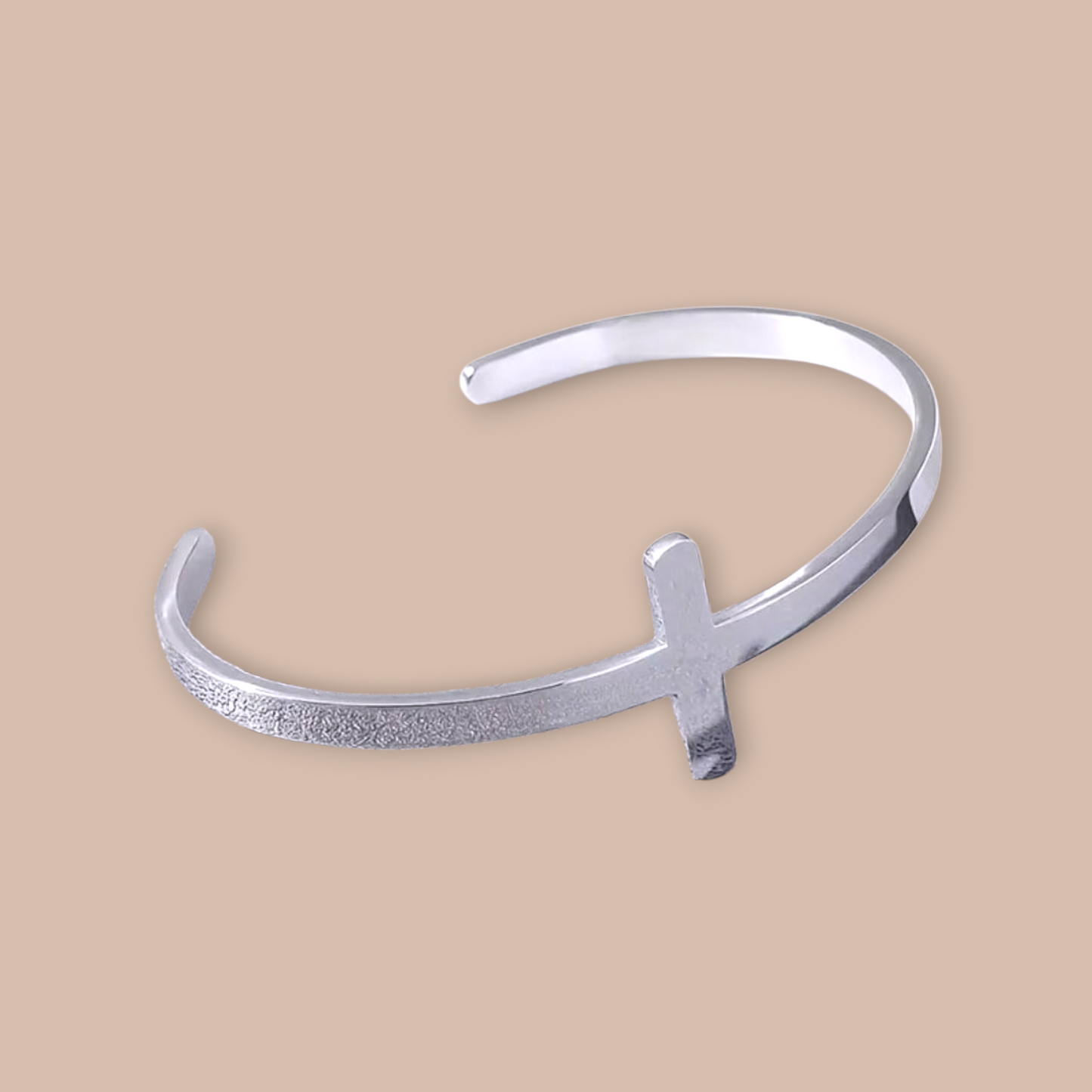 Stainless Steel Cross Cuff Bangle