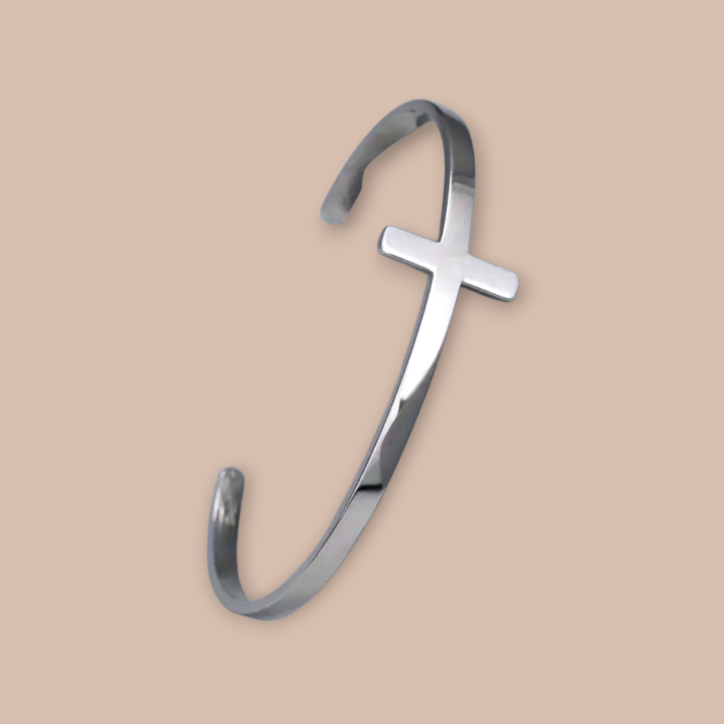 Stainless Steel Cross Cuff Bangle