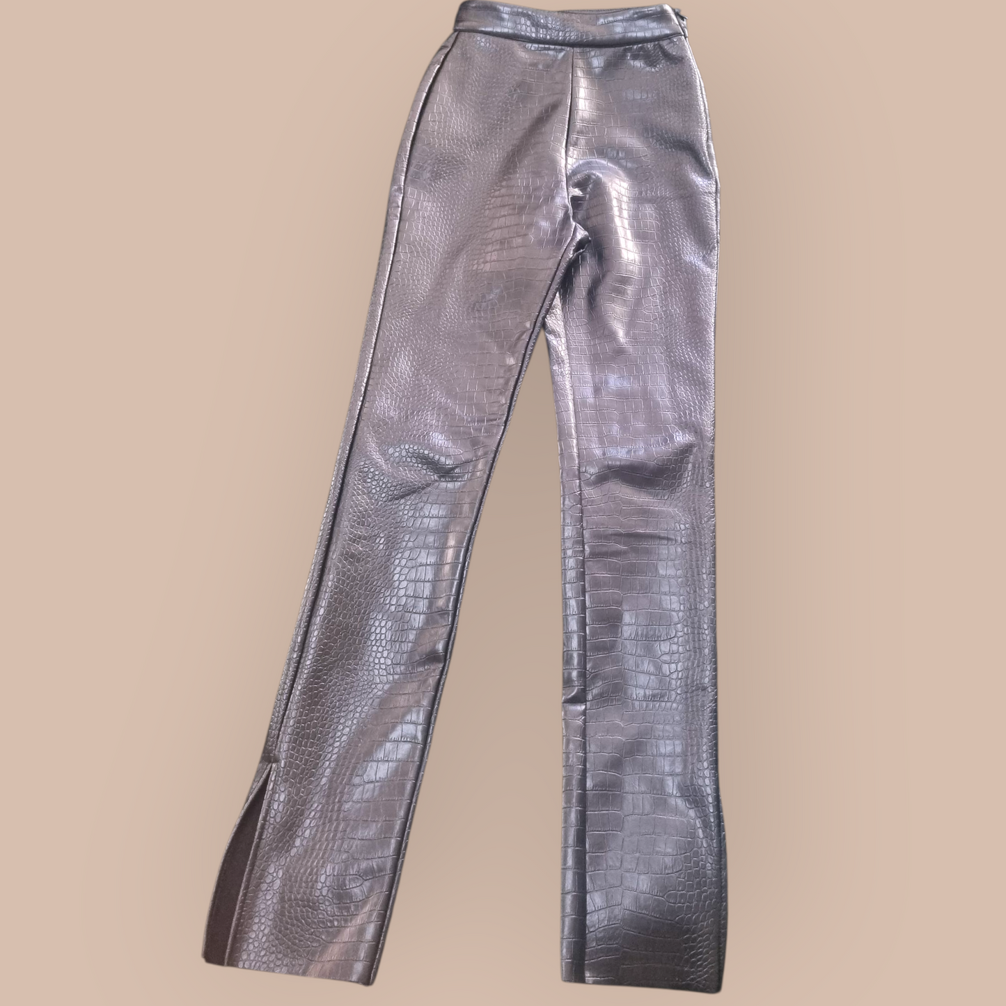 Meshki "Anabelle" Black Faux Croc Leather Pants Sz S