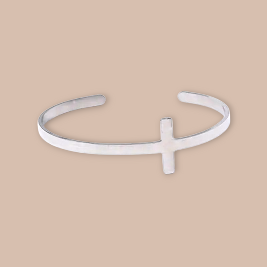 Stainless Steel Cross Cuff Bangle