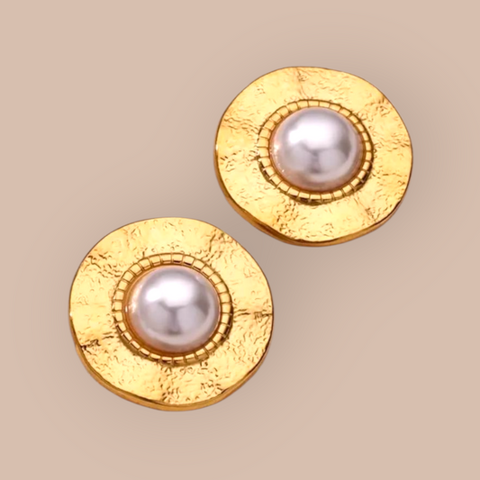 Inner Compass Stainless Steel Pearl Earrings
