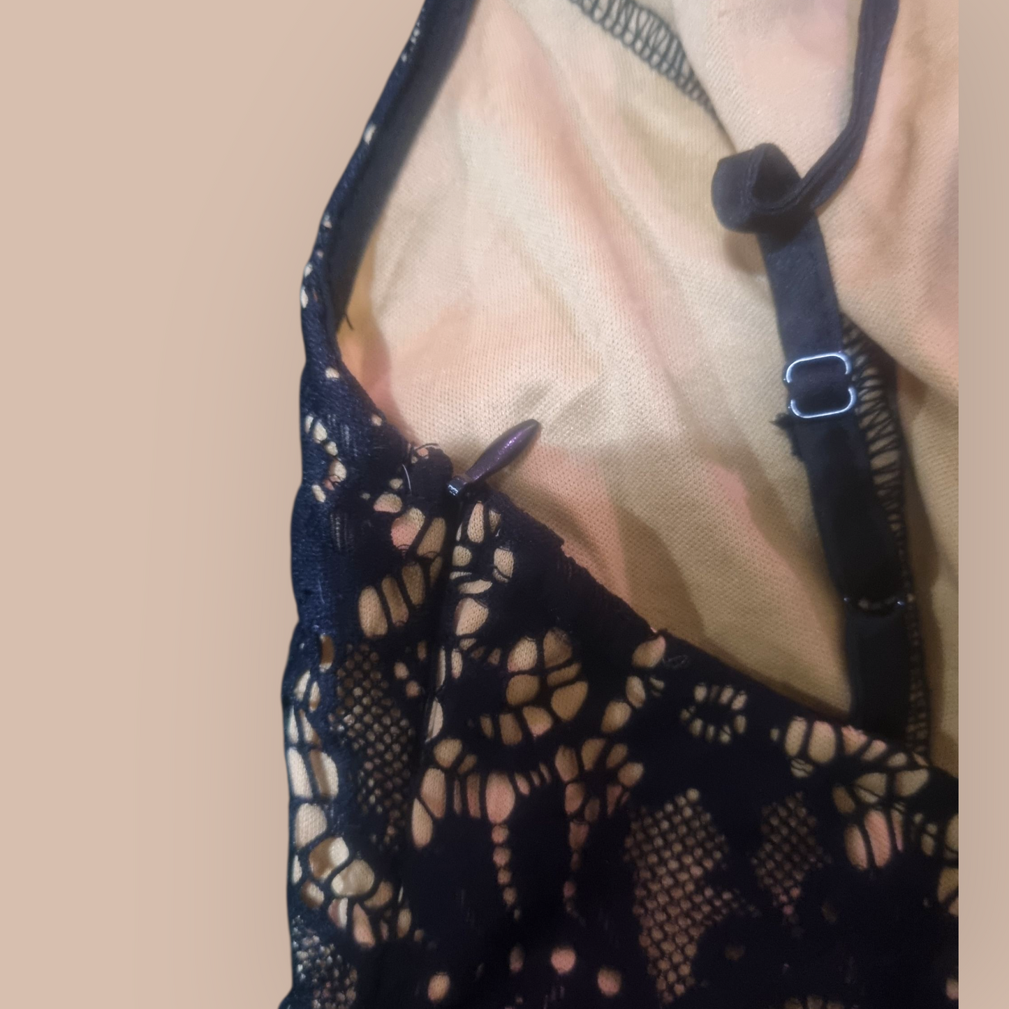Spaghetti Strap Cross Back Dress sz S - Lace with Beige lining
