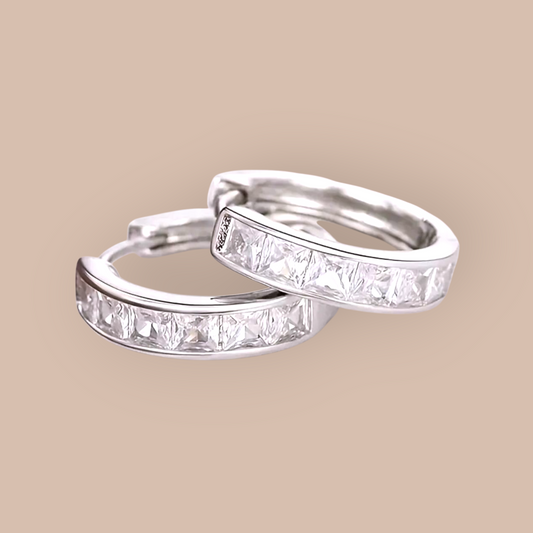 Sterling Silver Cubic Zirconia Hoop Earrings