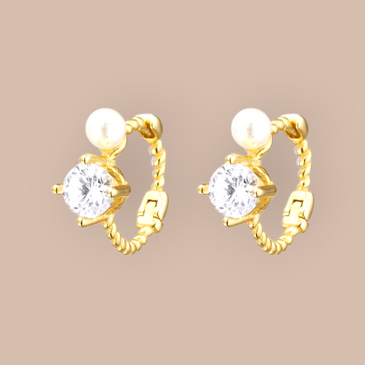 Sterling Silver Luxe Pearl and CZ Twist Hoops