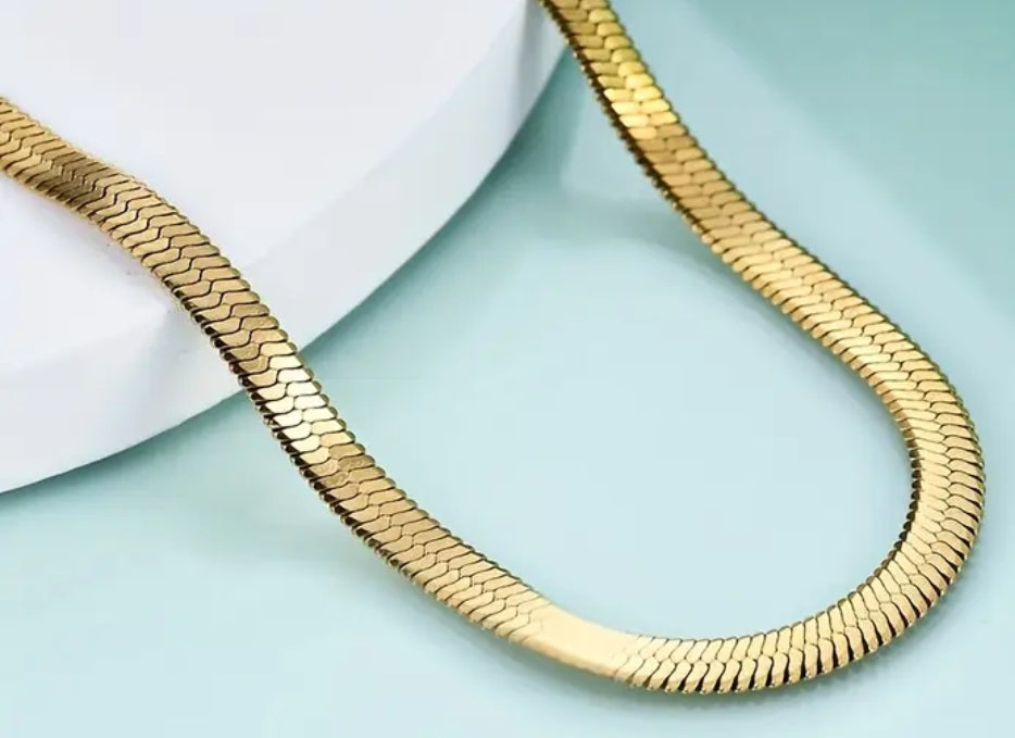 Stainless Steel Gold 60cm Flat Snake Chain