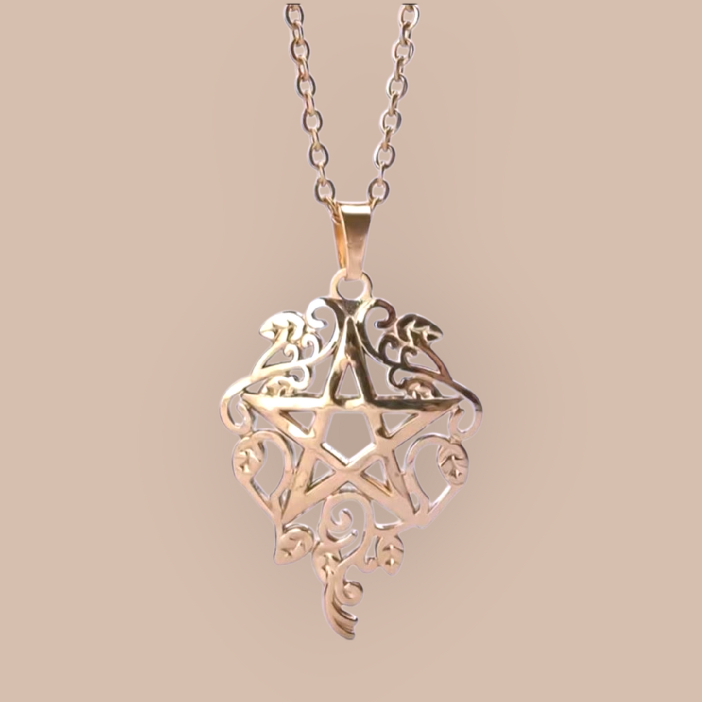 Gold Pentagram Necklace Stainless Steel