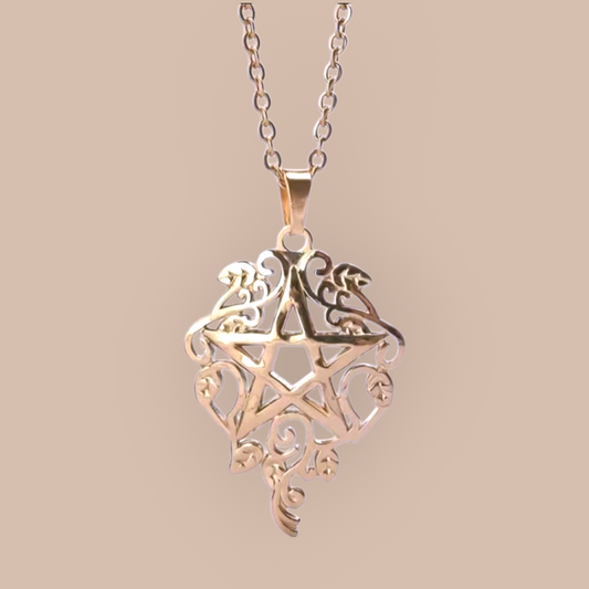 Gold Pentagram Necklace Stainless Steel