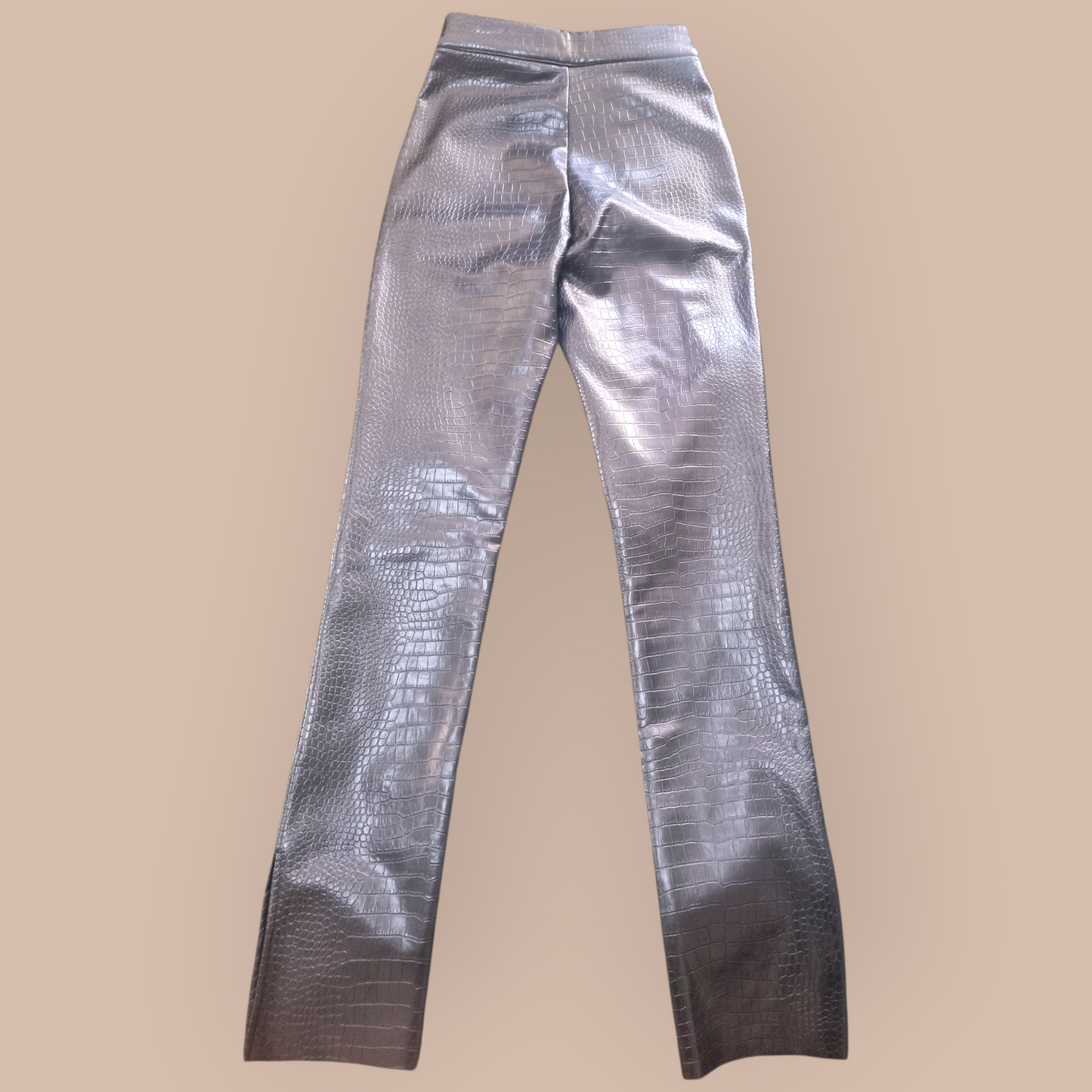 Meshki "Anabelle" Black Faux Croc Leather Pants Sz S