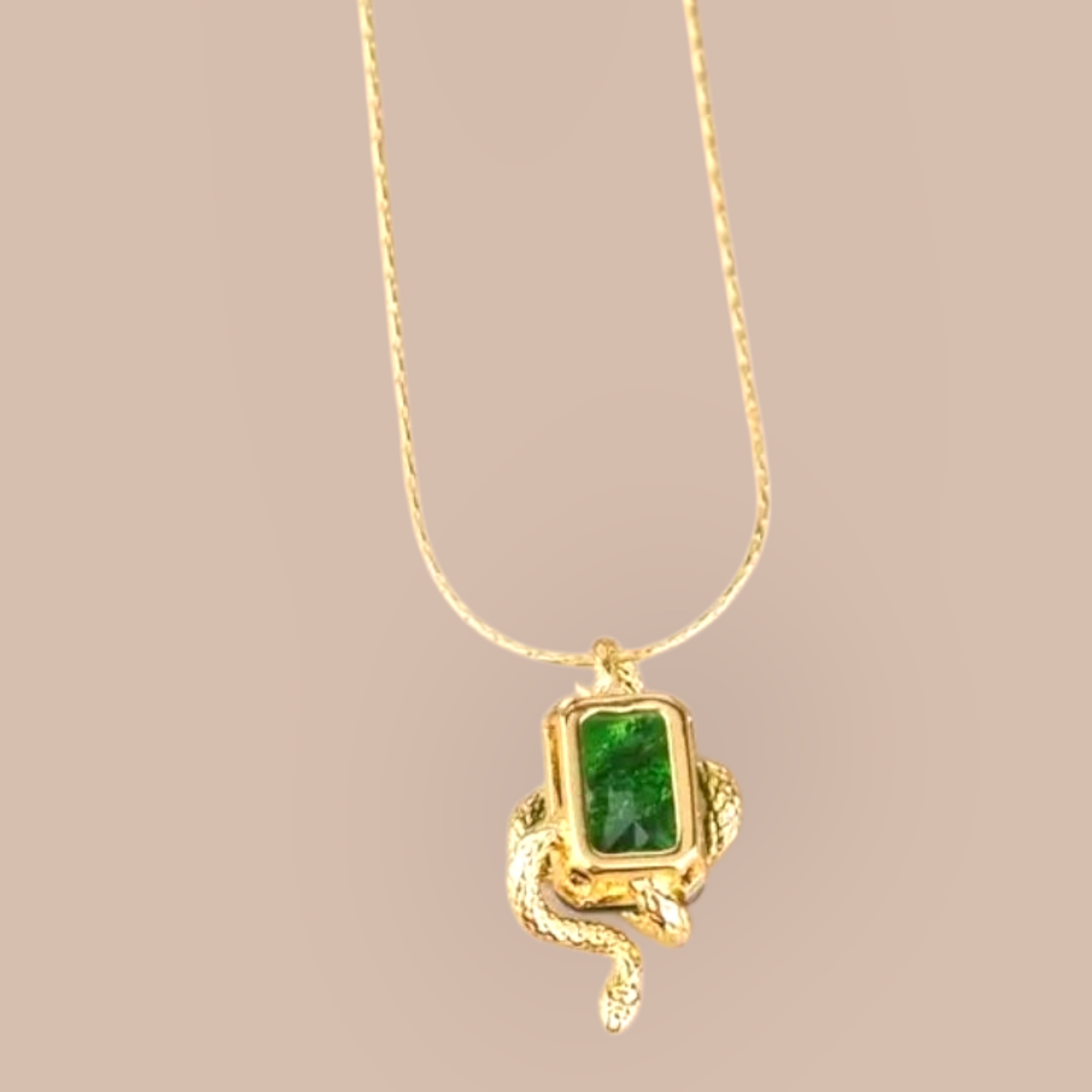 Stainless Steel Snake Pendant with Synthetic Stone and Necklet