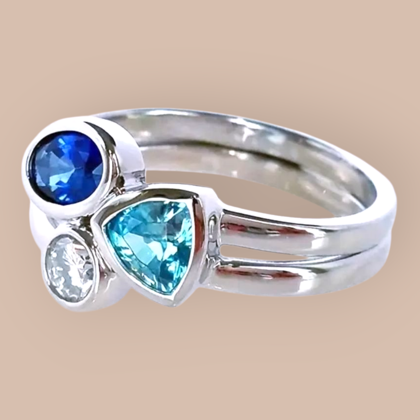 Blue Cubic Zirconia Sterling Silver Ring