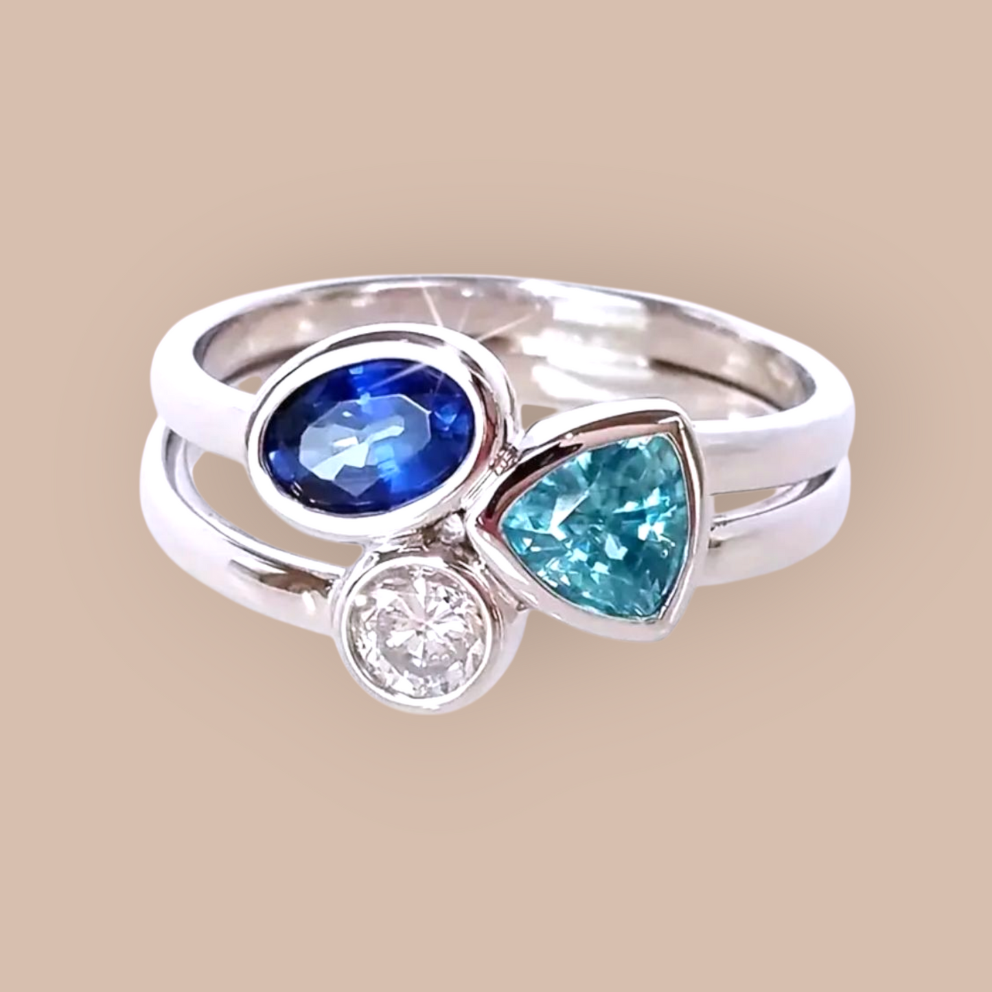 Blue Cubic Zirconia Sterling Silver Ring
