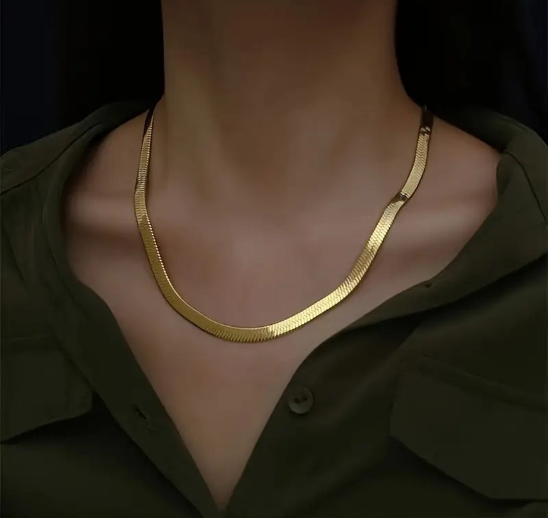 Stainless Steel Gold 60cm Flat Snake Chain