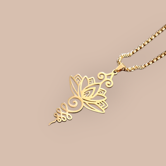 Lotus Pendant and Chain Stainless Steel