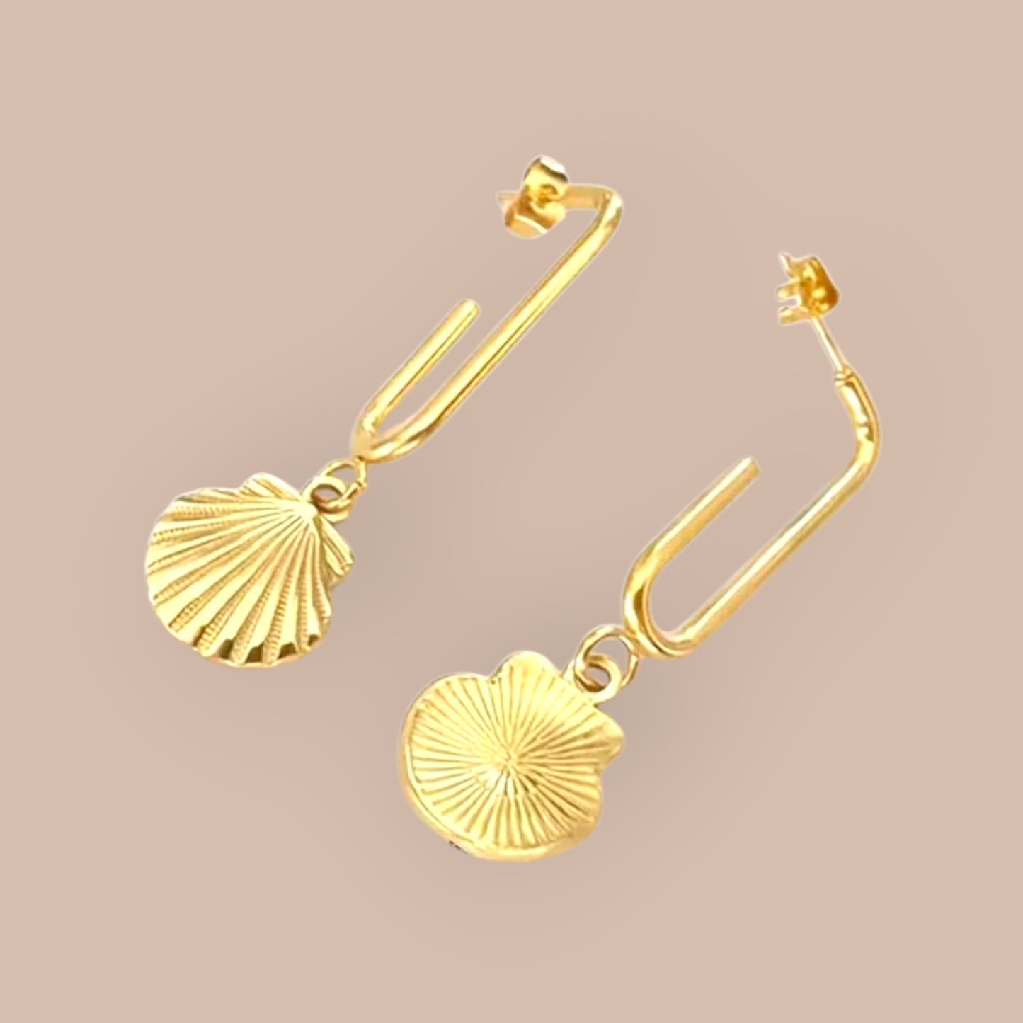Silver Bells and Cockle Shells Stainless Steel Hoop Earrings