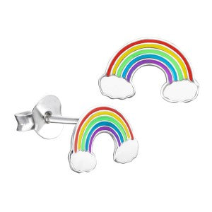 Enamel Sterling Silver Rainbow Studs