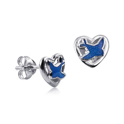Sterling Silver Bluebird Studs - Sheer Envy 