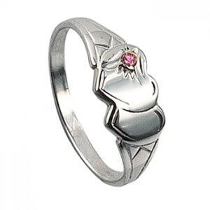 Girls Double Heart Signet Ring with Cubic Zirconia - Sheer Envy 
